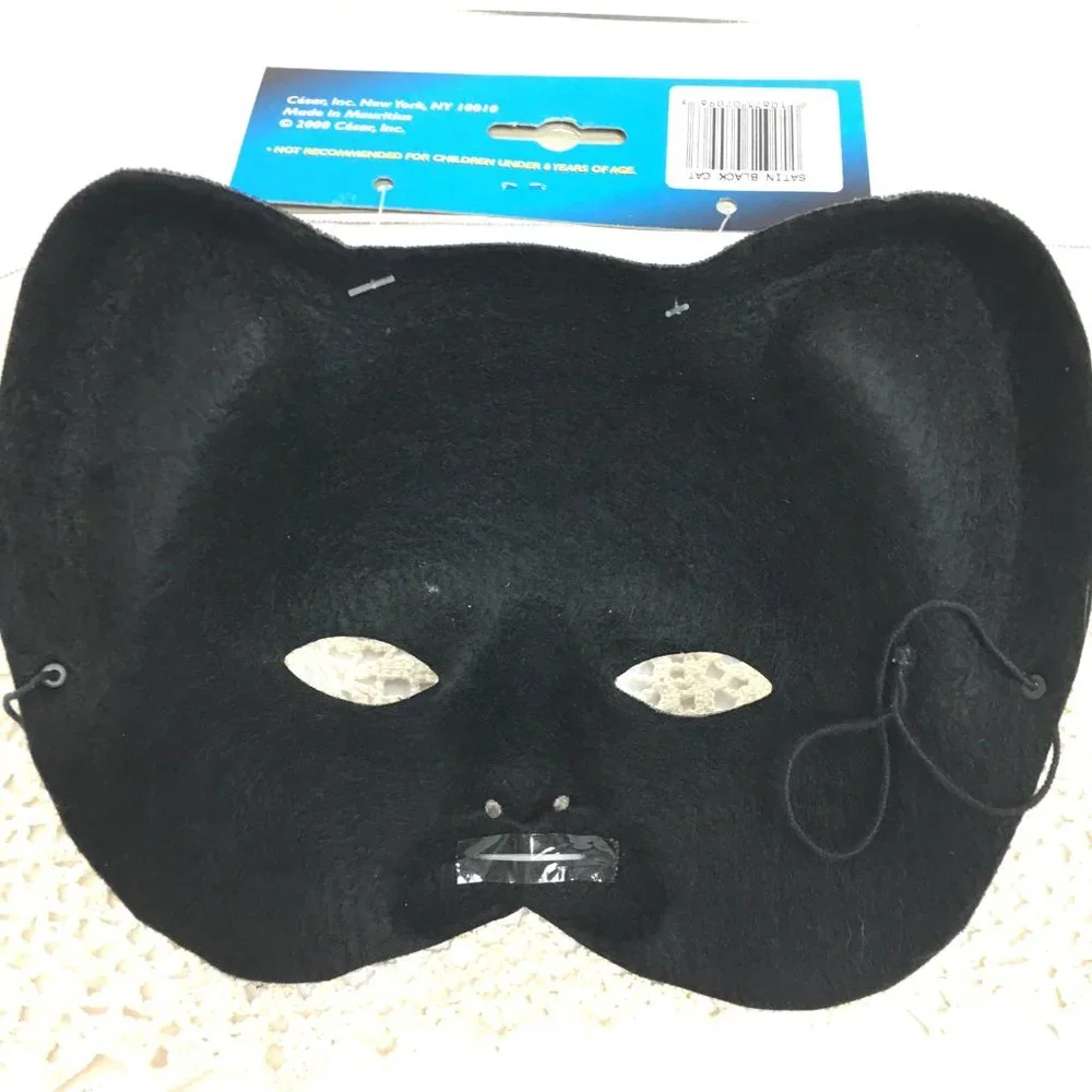 Cesar' Satin Masquerade Panther Blk Cat Mask NWT NOS